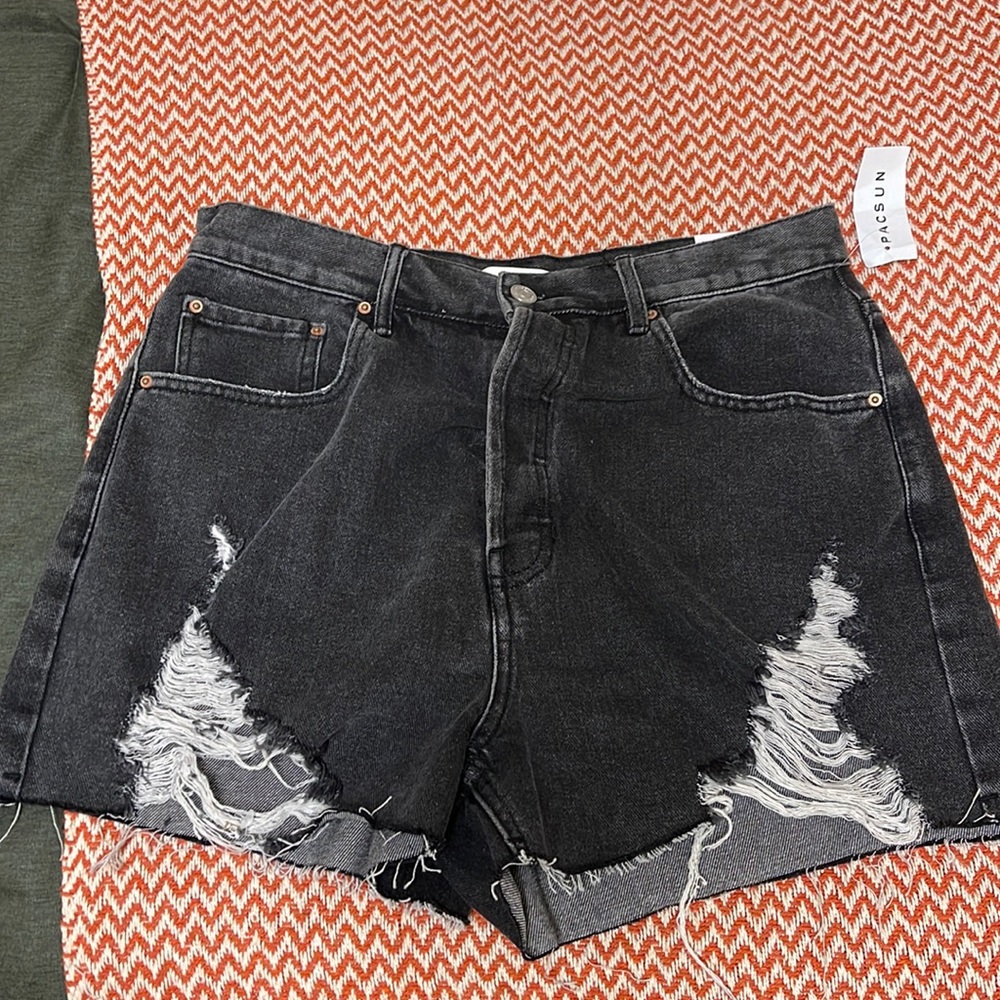 PACSUN Ripped Black Shorts